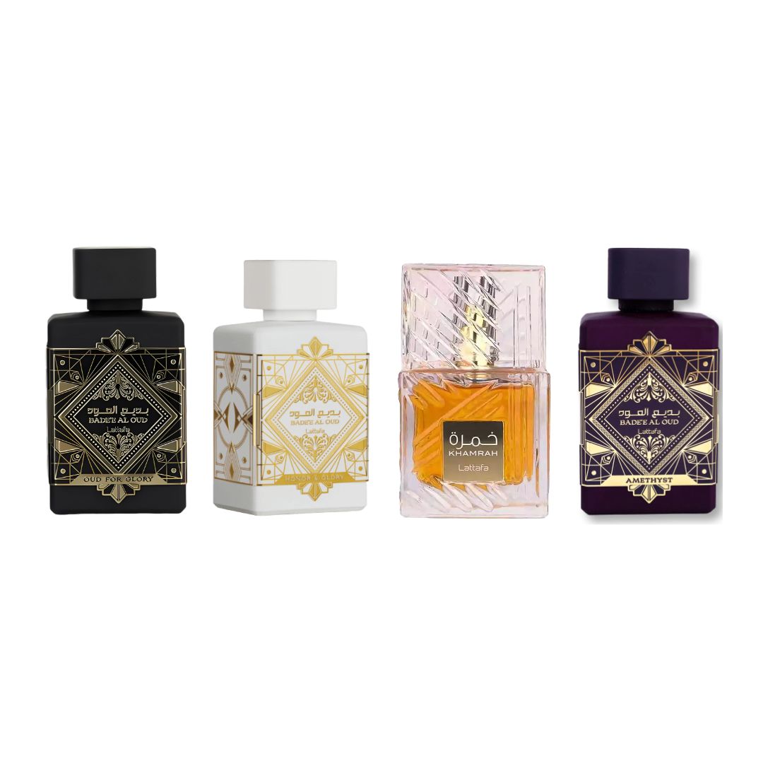 PROMOCIÓN PAGA 2 LLEVA 4: Amethyst 100 ML + Honor & Glory 100 ML + Khamrah 100 ML + Oud For Glory 100 ML